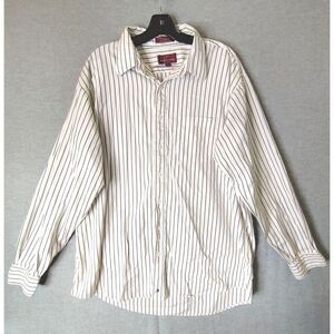 Nordstrom Mens Shirt XL 18-36 White Green Stripe Button Up‎ Long Sleeve Cotton